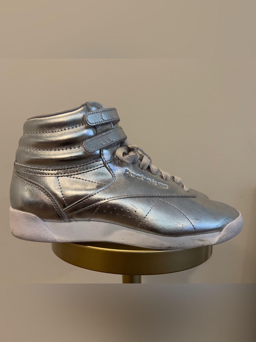 Reebok Women’s Retro Silver Metallic High-Top Sneakers